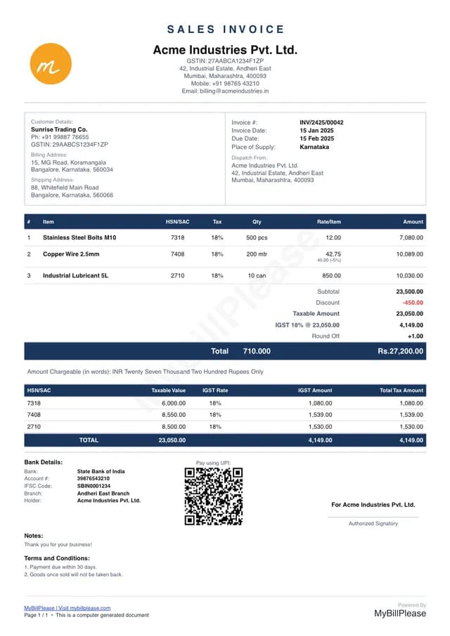 Detailed invoice template