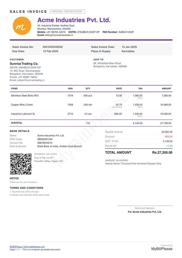 Minimal invoice template