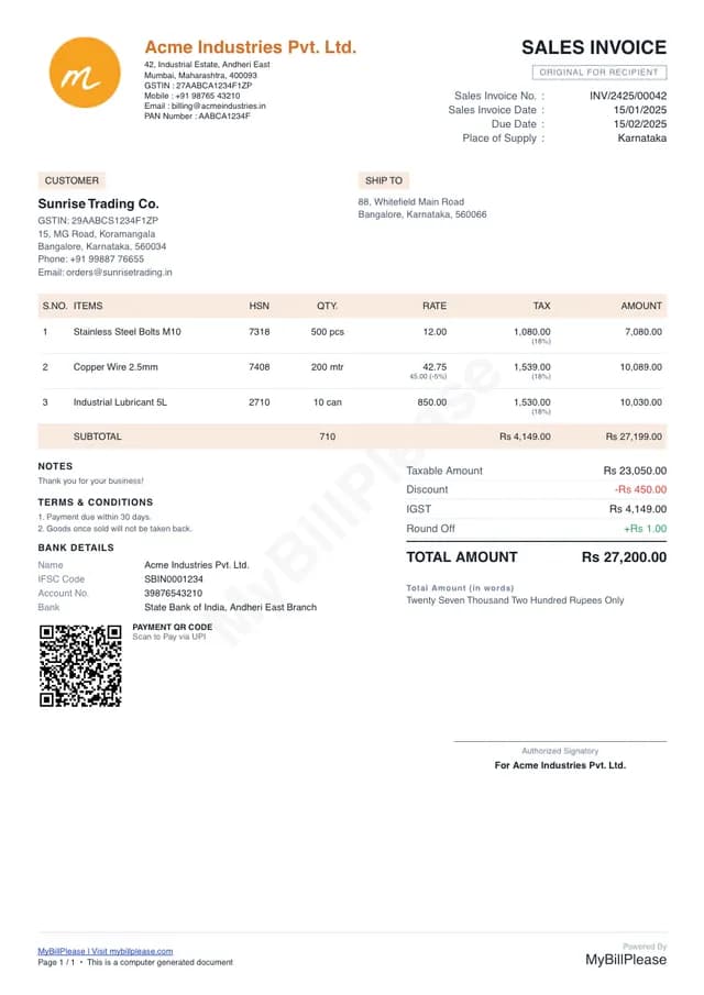 Standard invoice template