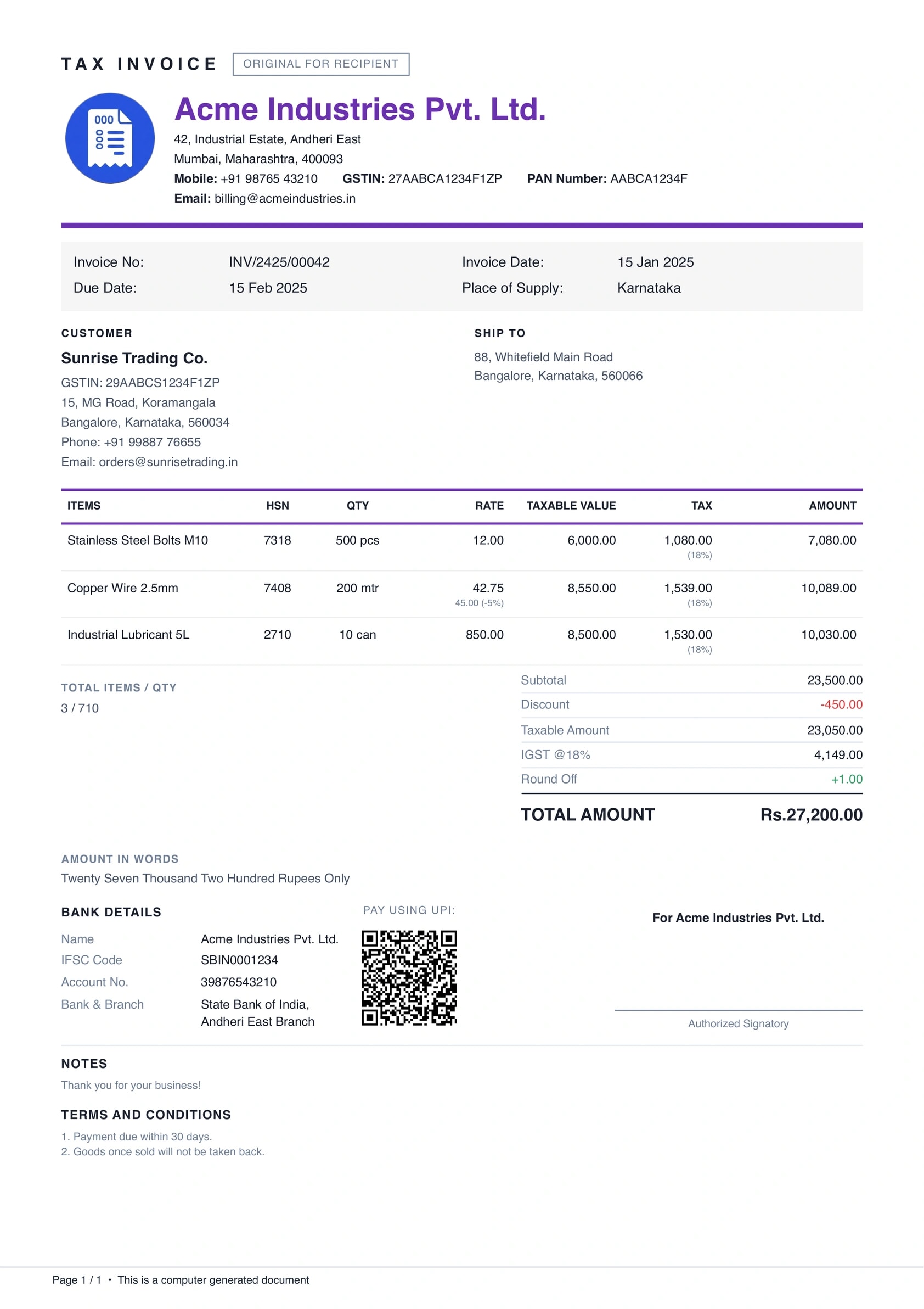 Minimal invoice template