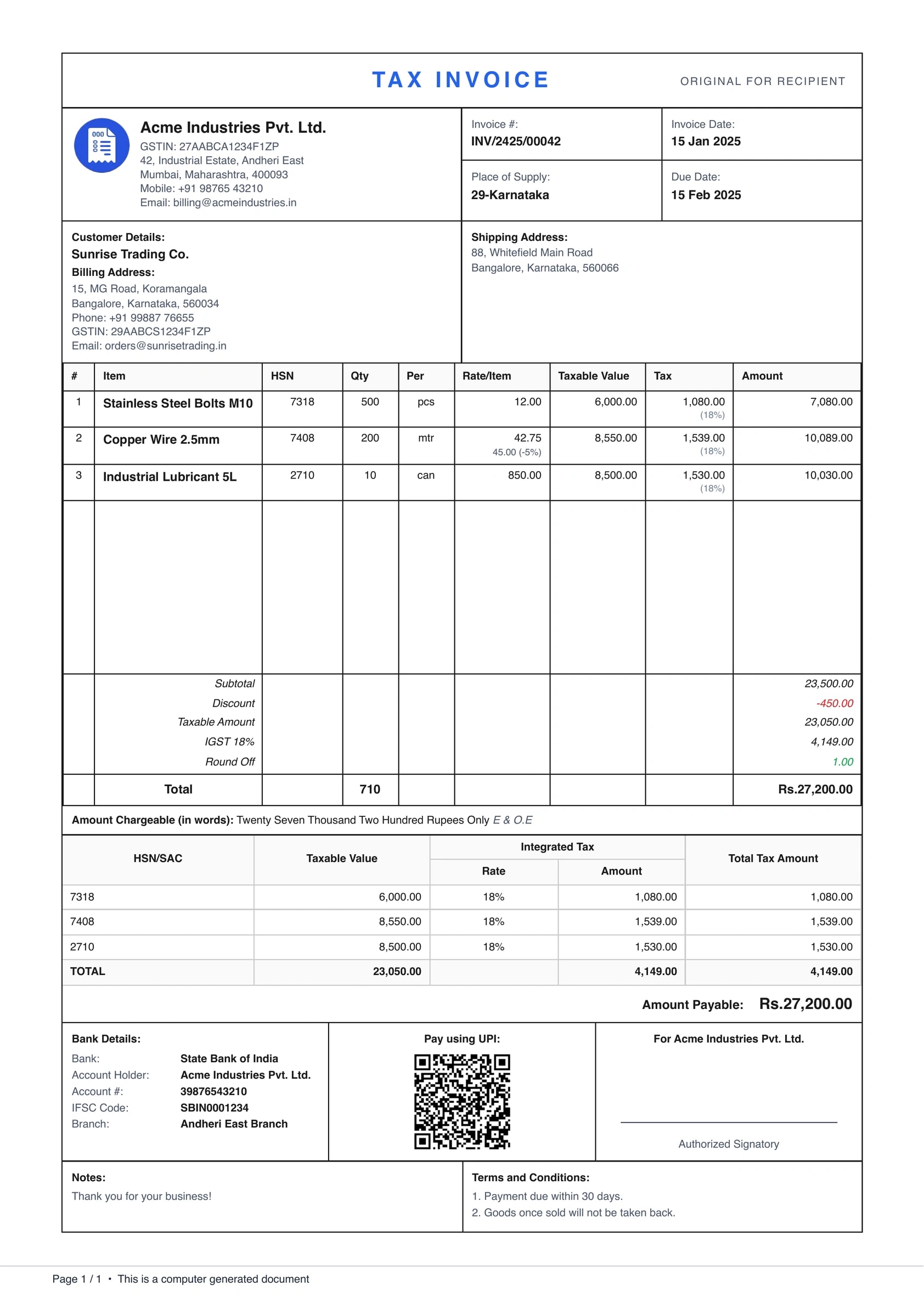 Tax Invoice invoice template